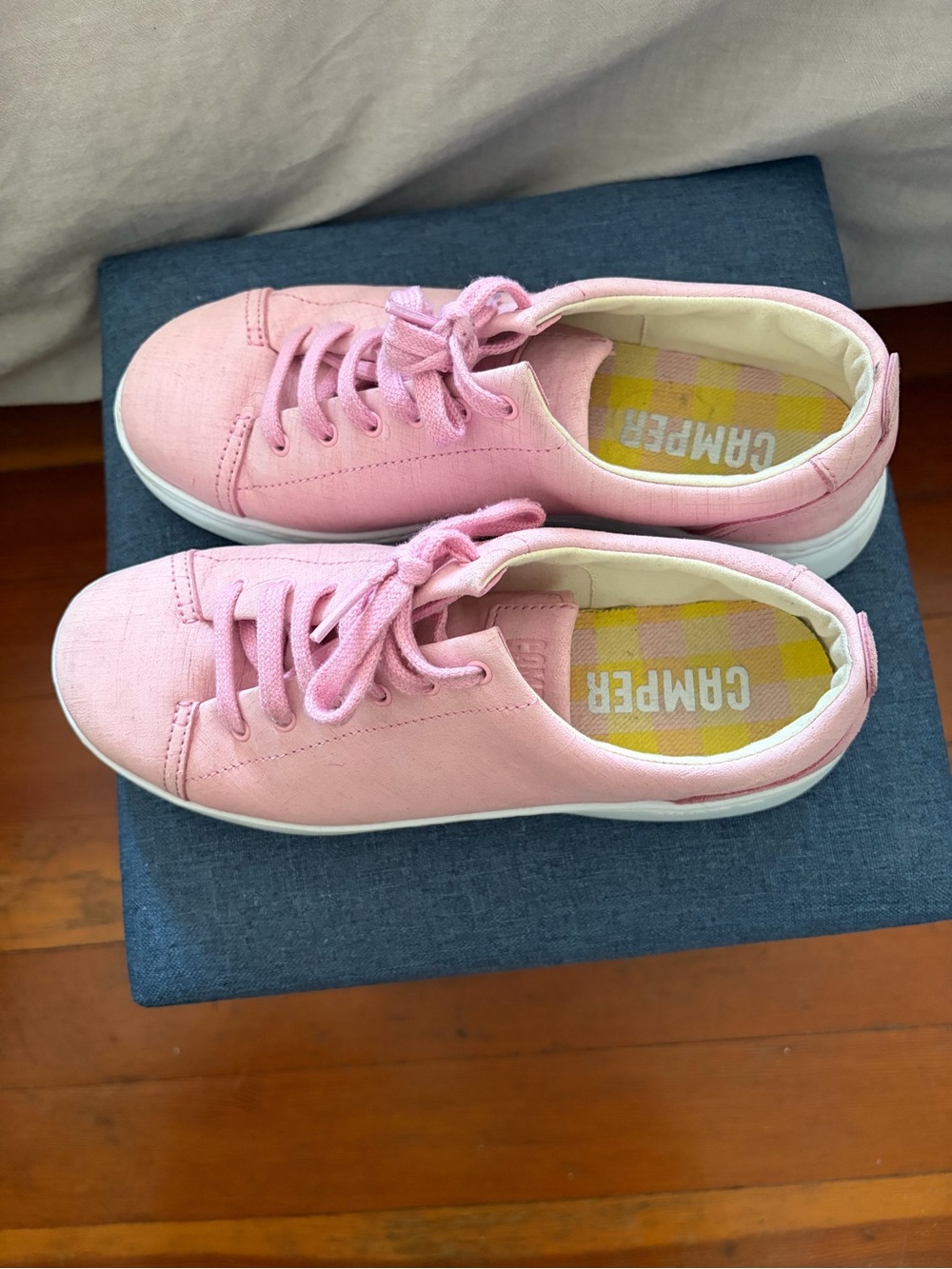 Camper Pink Canvas Low-Top Lace-Up Sneakers